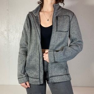 Dark Gray + White Full Zip Athletic Jacket